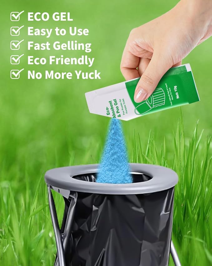 Camping Toilet Bags Poo Gel Set, 10 Gallon Composting Toilet - Image 5