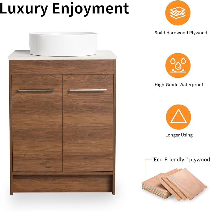 24 Inch Bathroom Vanity with Sink, Mordern Bathroom Vanity, Single Sink - Image 7