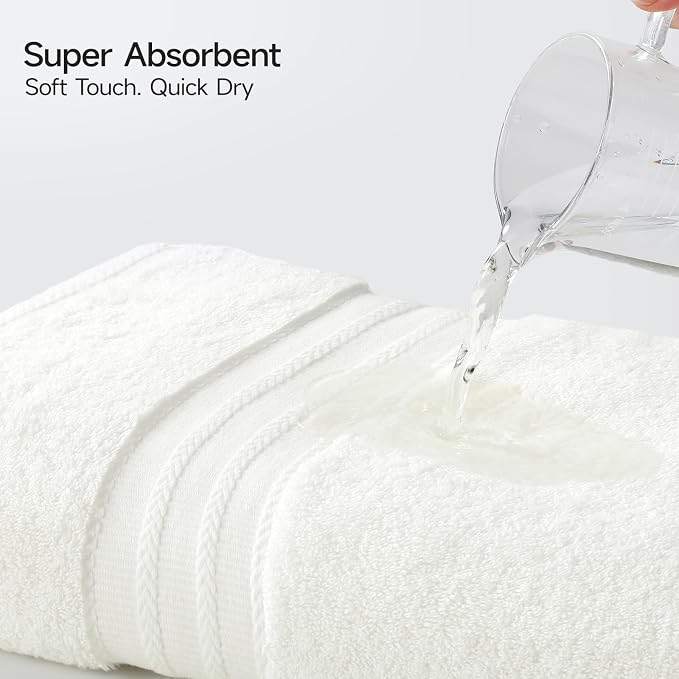 REDKISS Cream Towel Set of 8-100% Cotton Luxury Bath Towels Set - Image 4