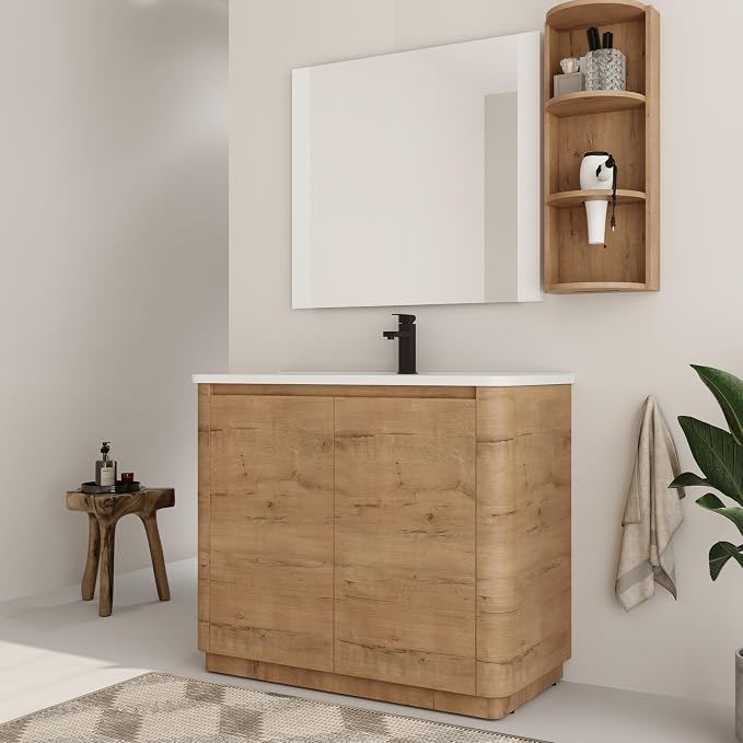 40 Inch Bathroom Vanity with Sink, Wooden Bathroom Cabinet with Soft Close Doors - Image 8