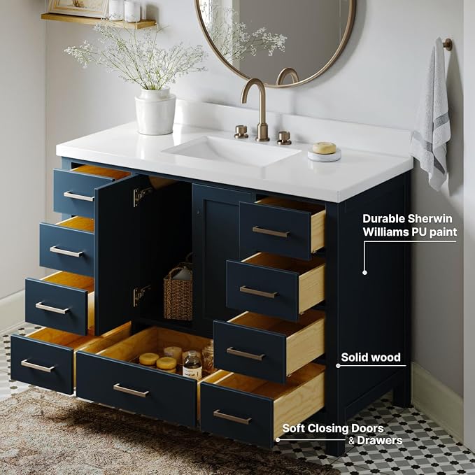 ARIEL 49" Midnight Blue Bathroom Vanity - Image 4