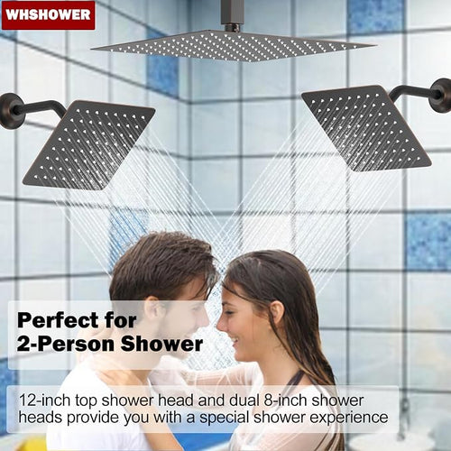 12"+8"+8" Triple Shower Heads Shower System Oil Rubbed Bronze Body Jets Shower - Image 2