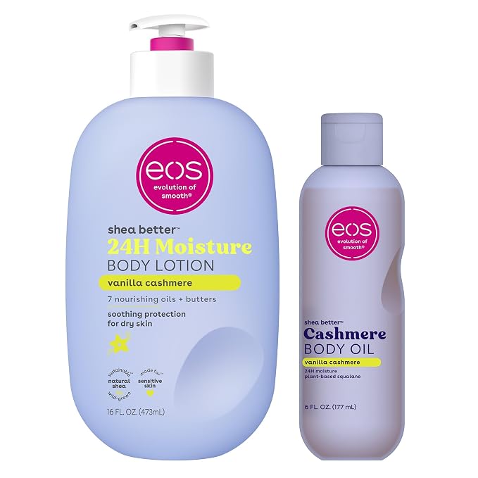 Bundle of eos Shea Better Body Lotion + Body Oil, Vanilla Cashmere, 24-Hour by eosproducts