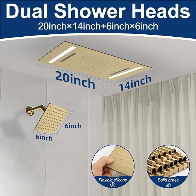 Dual Rain Shower Head Thermostatic Luxury Spa Shower System And Ceiling Mount - Image 4