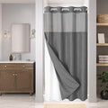 Stall No Hooks Needed Linen Textured Shower Curtain by EACHOPE