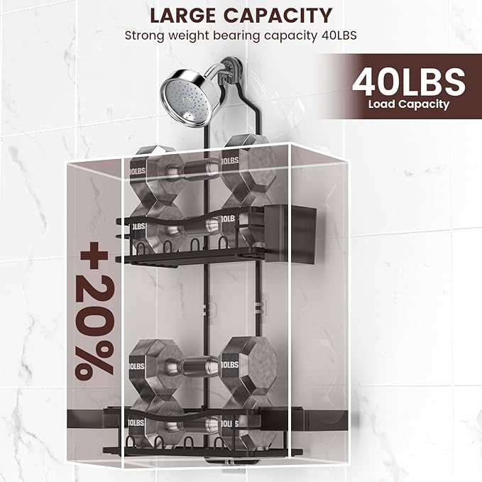 REINHARDT Shower Caddy Hanging, Rustproof Shower Caddy Anti-Swing Shower - Image 3