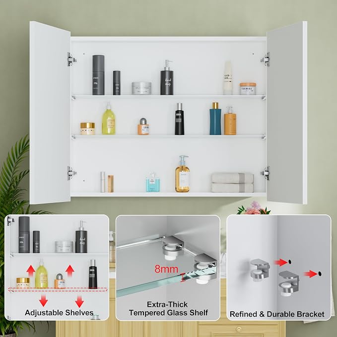 Buruis 36" x 30" Framed Medicine Cabinet - Image 5