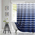 Extra Long Blue Shower Curtain, Modern Navy Blue and White Stripe Waterproof by BESTRIPES