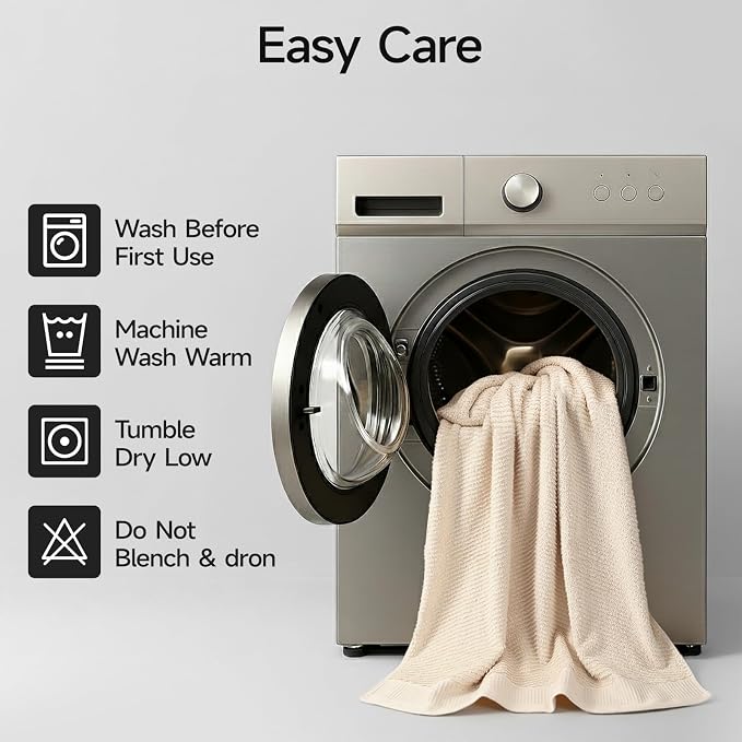 REDKISS Luxury Bath Towel Set of 8, 100% Cotton Bathroom Towels Set - Image 6