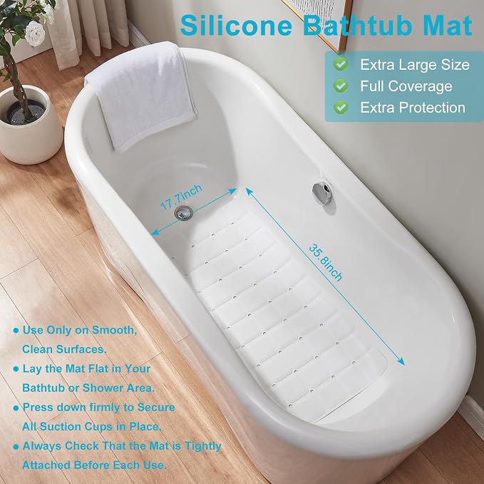Non-Slip Bath Mat for Tub & Shower：Silicone Foldable Bathtub Mat - Image 2