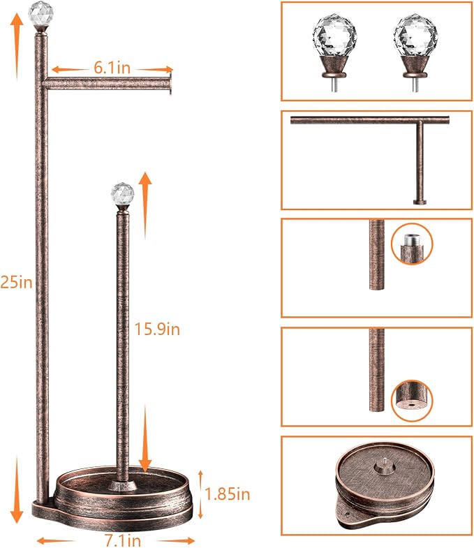 Toilet Paper Holder for Bathroom, Heavy Weighted Metal Free Standing Toilet - Image 2