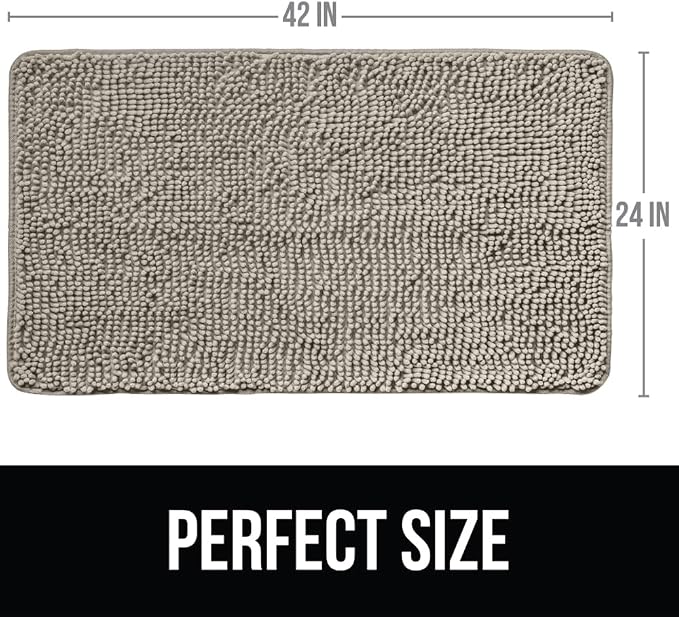 KANGAROO Bathroom Rugs, Chenille Soft Absorbent Bath Rug, Shaggy Shower Mat - Image 2