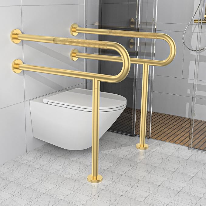 Toilet Support Rail 31.3X 31.5 Inch, Munzong Anti-Slip Gold Handicap Grab Bar - Image 7