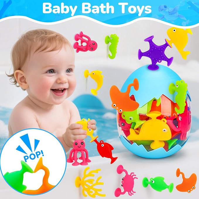 Toddler Suction Cup Bath Toys, Ocean Animal Bath Toys - Image 2