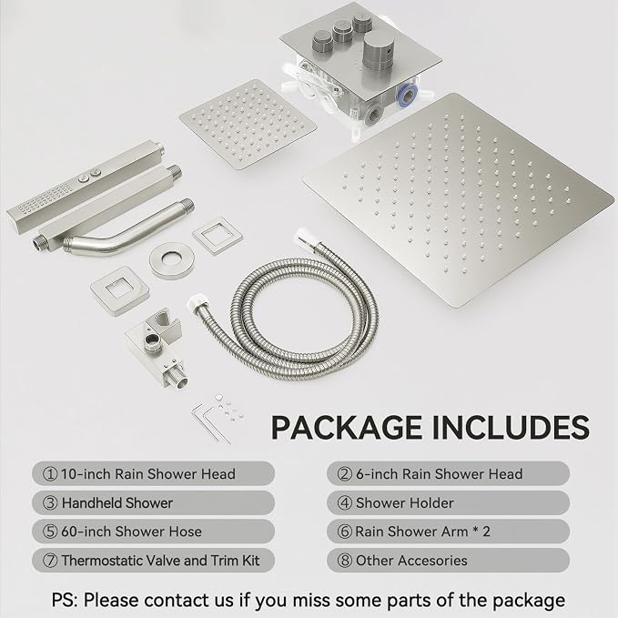 Shower Faucets Sets Brushed Nickel Shower System, Can Use All at Once, - Image 7
