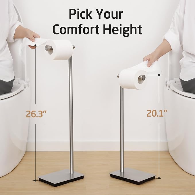 KES Freestanding Toilet Paper Holder Stand 26.2 Inch, Toilet Paper Roll Holder - Image 7