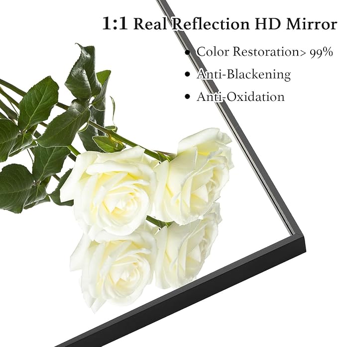 24x32 Inch Black Bathroom Mirror, Copper-Free Aluminum Alloy Frame Vanity Mirror - Image 5