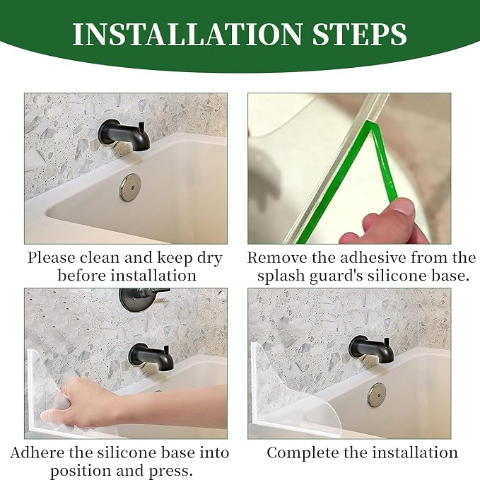 braxan 2 Pcs Splash Guard for Bathtub and Shower, Waterproof Shower Corner - Image 6