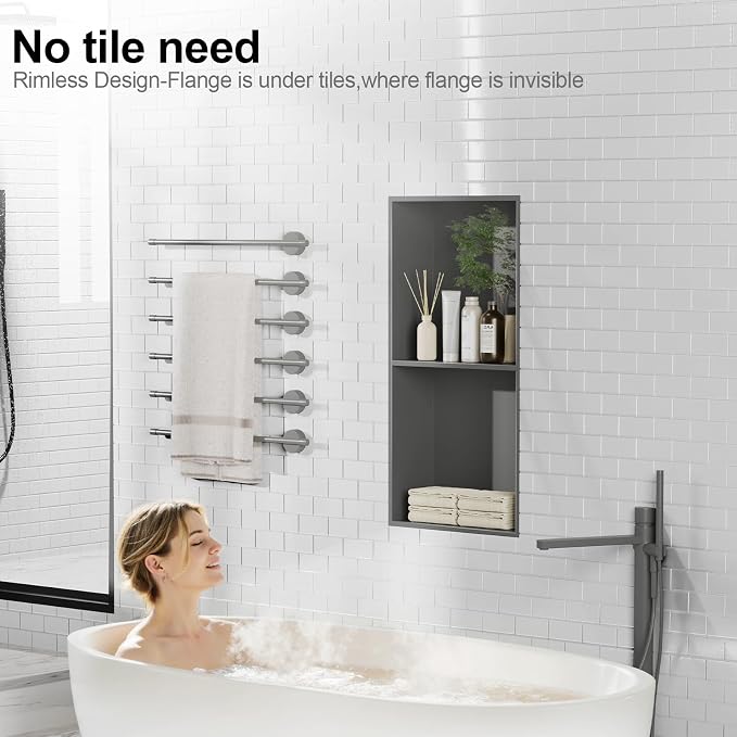 Bathbliss Shower Niche, No‑Tile Recessed Wall Niche, 11.18"x22.3" SUS304 - Image 3