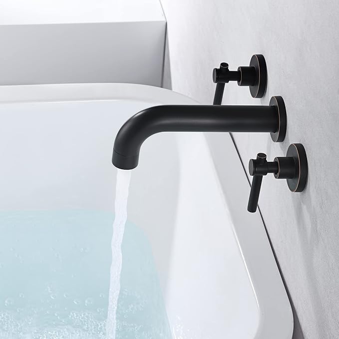 SUMERAIN Oil Rubbed Bronze Bathtub Faucet Wall Mount 3 Hole Tub Filler - Image 6