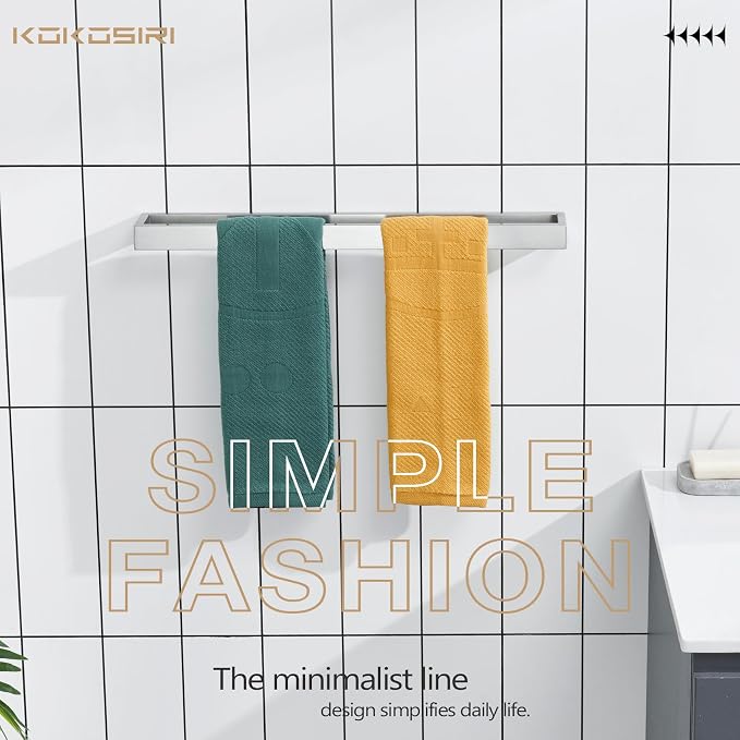 KOKOSIRI Towel Bar Brushed Nickel Bath Towel Hanger Holder 20-Inch Kitchen Rack - Image 3