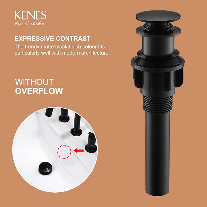 KENES Bathroom Vessel Sink Pop Up Drain Without Overflow Assembly, Lavatory - Image 3