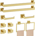 10-Piece Brushed Gold Bathroom Hardware Set Gold Towel Bar Set, Towel by Woekme