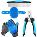 5-in-1 Pet Grooming Kit: Deshedding Rake, Nail Clipper, Grooming Gloves & by NVNAN