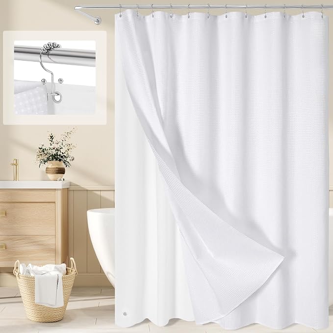 3 in 1 Long Shower Curtain Set-72 W x 78 H, Waterproof Fabric by Unknown