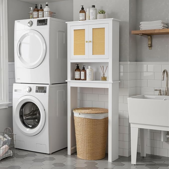 Over The Toilet Storage Cabinet, Behind Toilet Bathroom Organizer by Homajor