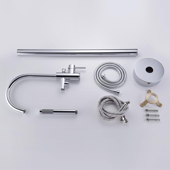 Freestanding Tub Filler Bathtub Faucet Chrome Single Handle Floor Mounted - Image 7