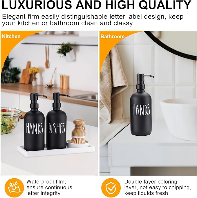 Glass Soap Dispenser for Kitchen, Farmhouse Dish &Hand Soap Dispenser Set - Image 4