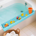 Bathtub Splash Guard for Kids – 31.5 Inch Silicone Tub Ledge Shelf by QURAS