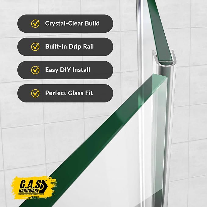 1/4" Frameless Shower Door Seal – U-Type 22.5" Ultra-Clear Bottom & Side Drip - Image 3