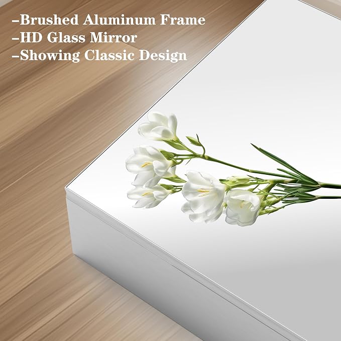 ANYHI 24"x16" Silver Bathroom Mirror Medicine Cabinet, Single Door Bathroom - Image 3