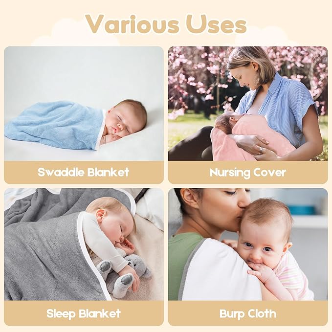 Hooded Towel for Newborn, 2 Pack Soft Coral Fleece Baby Towels, Ultra Absorbent - Image 4