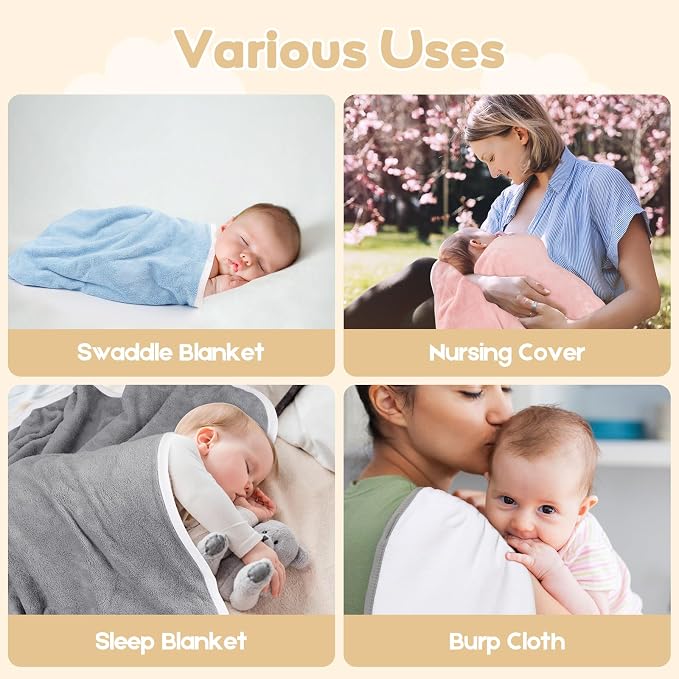 Hooded Towel for Newborn, 2 Pack Soft Coral Fleece Baby Towels, Ultra Absorbent - Image 4