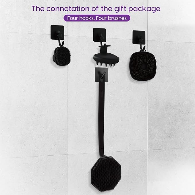 Silicone Body Scrubber Set, Includes Back & Body Scrubbers, Face Brush - Image 5