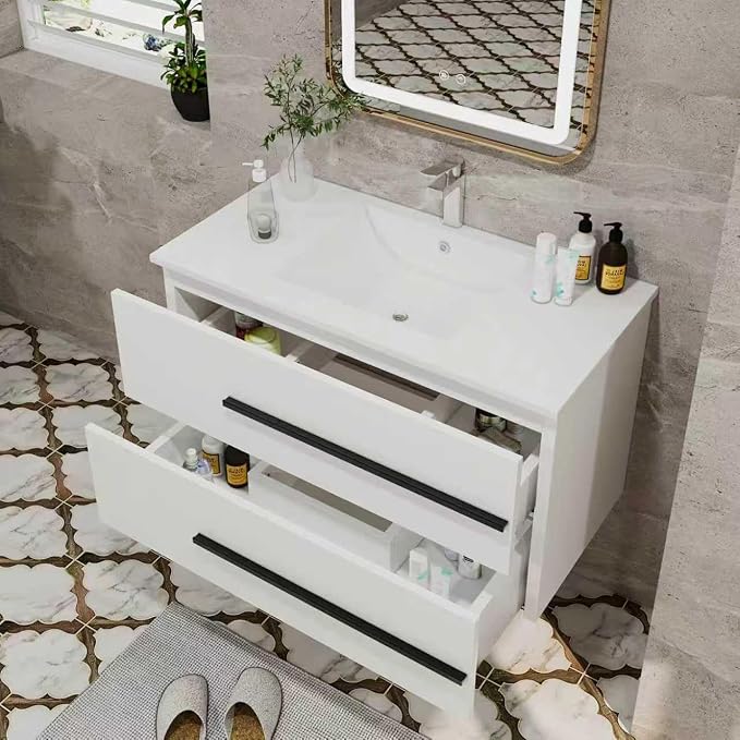 36 Inch Bathroom Vanity with Sink, Modern Floating Vanity Wall Mounted Bathroom - Image 5