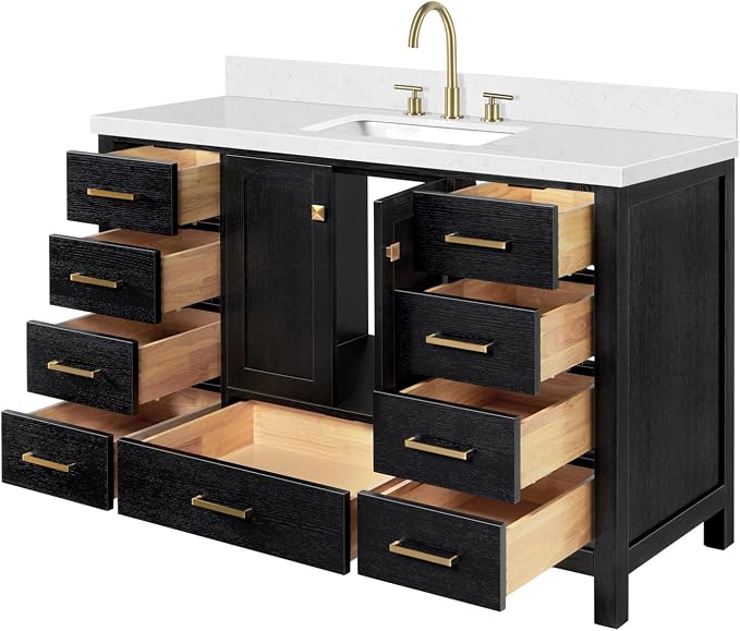 ARIEL Cambridge 54 Inch Single Rectangle Sink Bathroom Vanity - Image 6