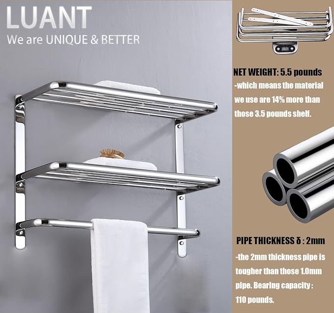 LUANT 30 Inch Bathroom Shelf 3-Tier Wall Mounting Rack - Image 3