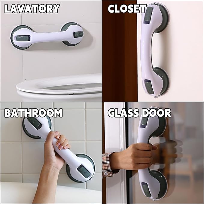 2-Pack Grab Bars for Bathtubs and Showers, 12 inch Shower Handle Suction Shower - Image 5