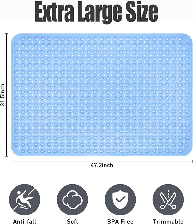 Extra Large Shower Mat, Yonala 47.2 x 31.5 Inch Non Slip Shower Mats - Image 2