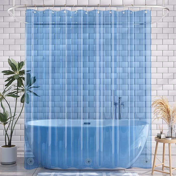 AmazerBath Shower Curtain Liner, 72x72 Transparent Blue Shower Liner, - Image 8