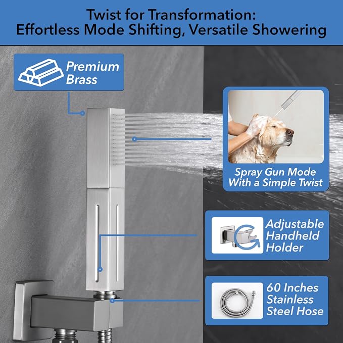 VANFOXLE Shower Faucet Set Brushed Nickel Shower System, Shower Faucet - Image 3