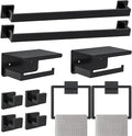 Matte Black Bathroom Hardware Accessories Set 10-Pieces Black Towel Bar Set by Kiakuoow