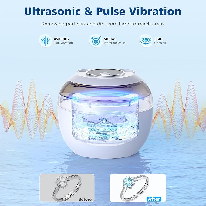 45kHz Retainer Cleaner Machine, 200ML Ultrasonic Dental Cleaning Pod - Image 2