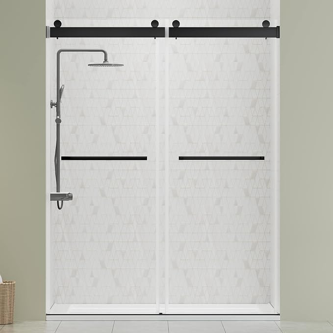 DELAVIN 56"-60"W x 75"H Frameless Shower Door, Double Sliding Shower Door - Image 2