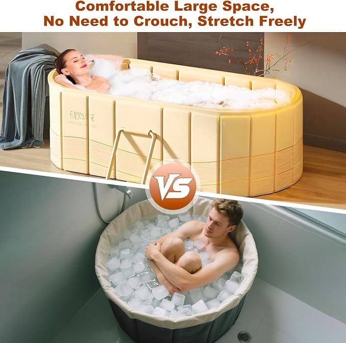 Portable Bathtub for Adult 59" Large Collapsible Cold Plunge Bathtub Foldable - Image 2