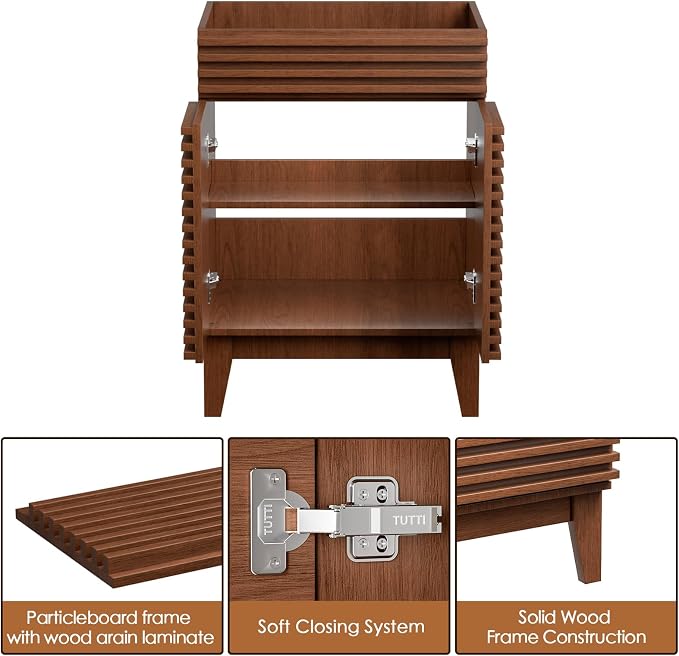 ROOMTEC 24" Bathroom Vanity, Mid-Century Freestanding Bathroom Cabinet Vanity - Image 6
